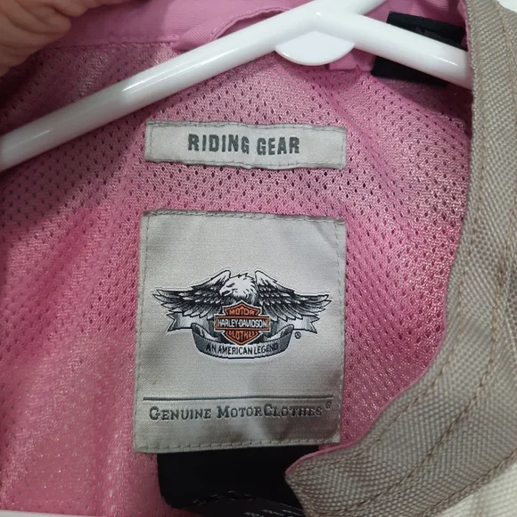 Harley Davidson Riding Gear Jacket Cream Tan Pink Womens Size XS Full Zipper - Picture 5 of 15